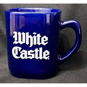 Vintage 1995 WHITE CASTLE Cobalt Blue Square Mug "Since 1921"